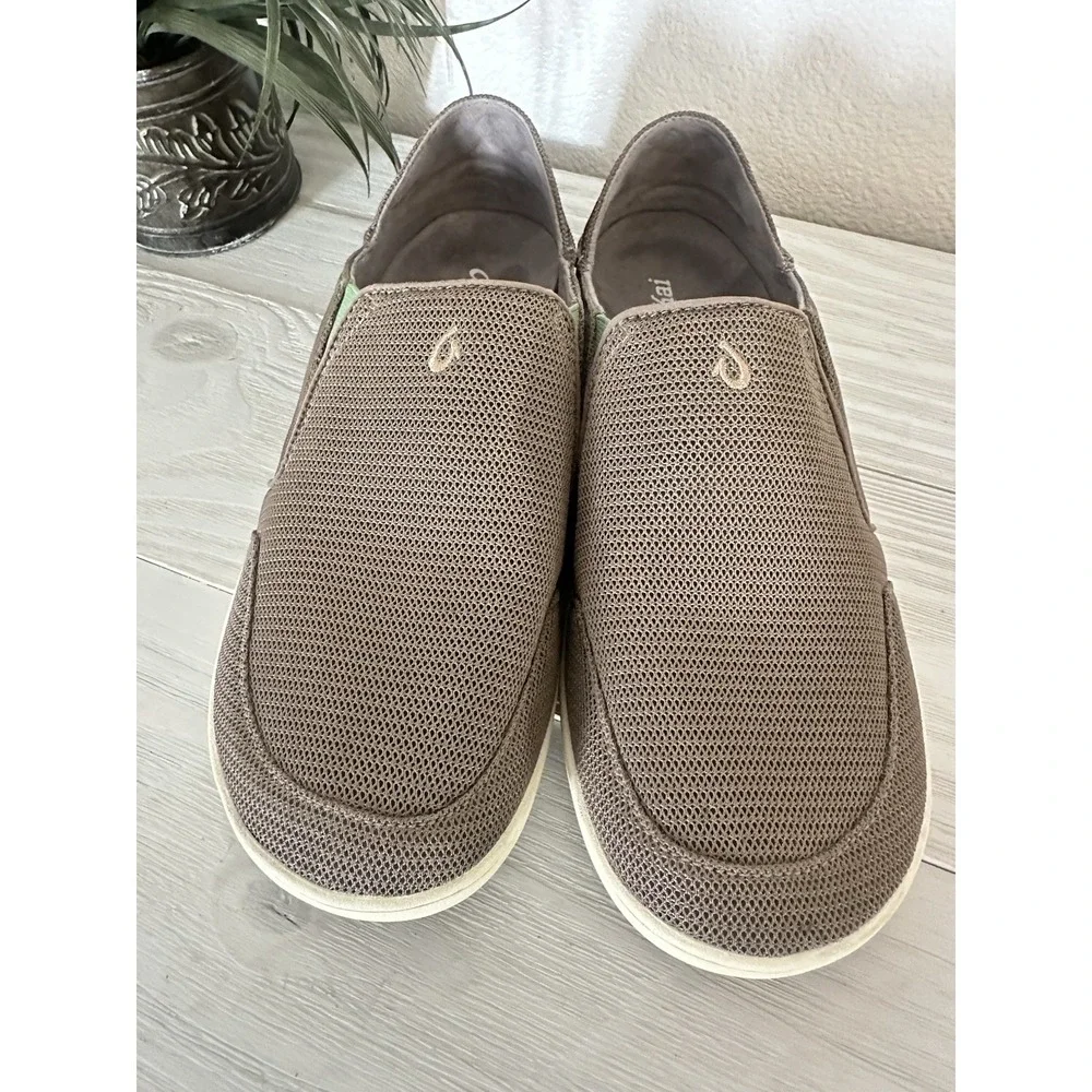 Olukai Nohea Mesh Mens Shoes‎ Size 10 Slip On Loafers Brown Fold Down Heel Slide